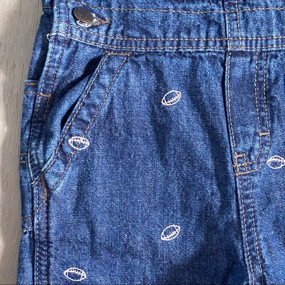 OshKosh Embroidered Football Denim Overalls - Picture 3 of 9
